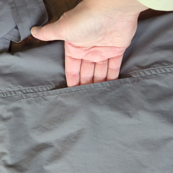 EILEEN FISHER I Classic Lightweight Grey Hooded Wrap Jacket Raincoat, L - Picture 14 of 15